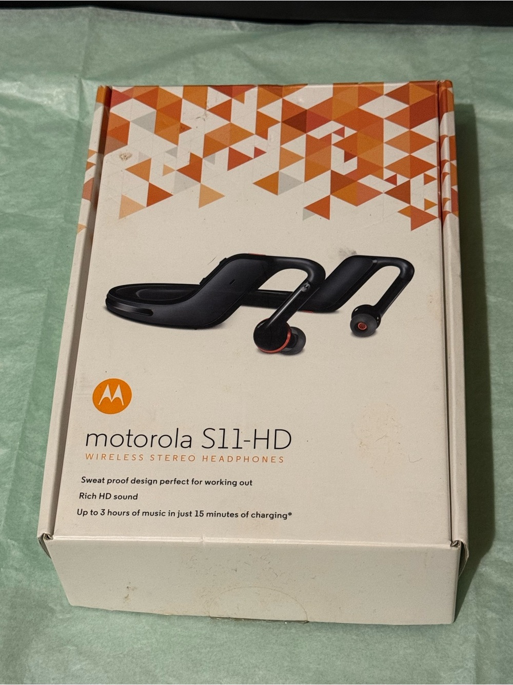 Motorola S11-HD Wireless Stereo Headphones - Black with Orange Accents